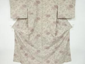 アンティーク　草花模様織出し十日町紬着物